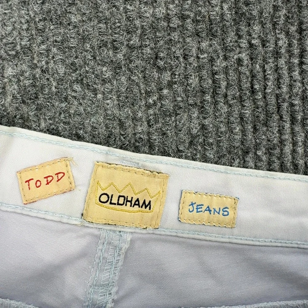 Todd Oldham Jeans Pants Men 31x34 Light Blue Cotton Spandex Stretch Straight Leg